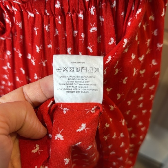 Faithfull the Brand Size 2 Jardim Red White Off the Shoulder Lightweight Dress - Picture 12 of 13